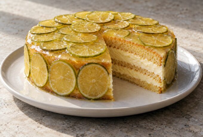 Génoise fourrée à la crème de citron vert