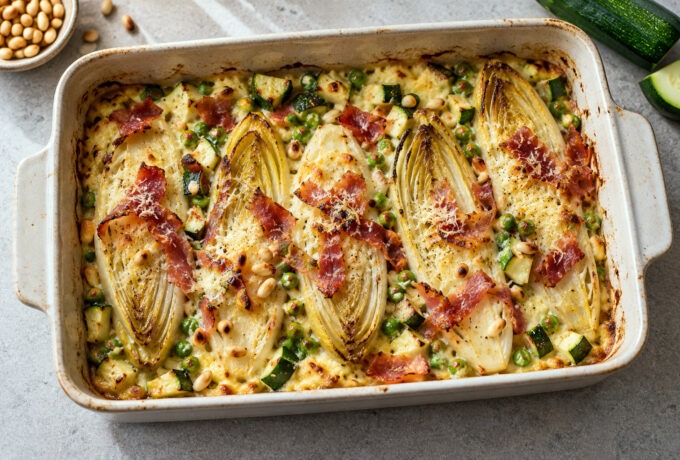 Gratin d’endives au jambon cru et parmesan
