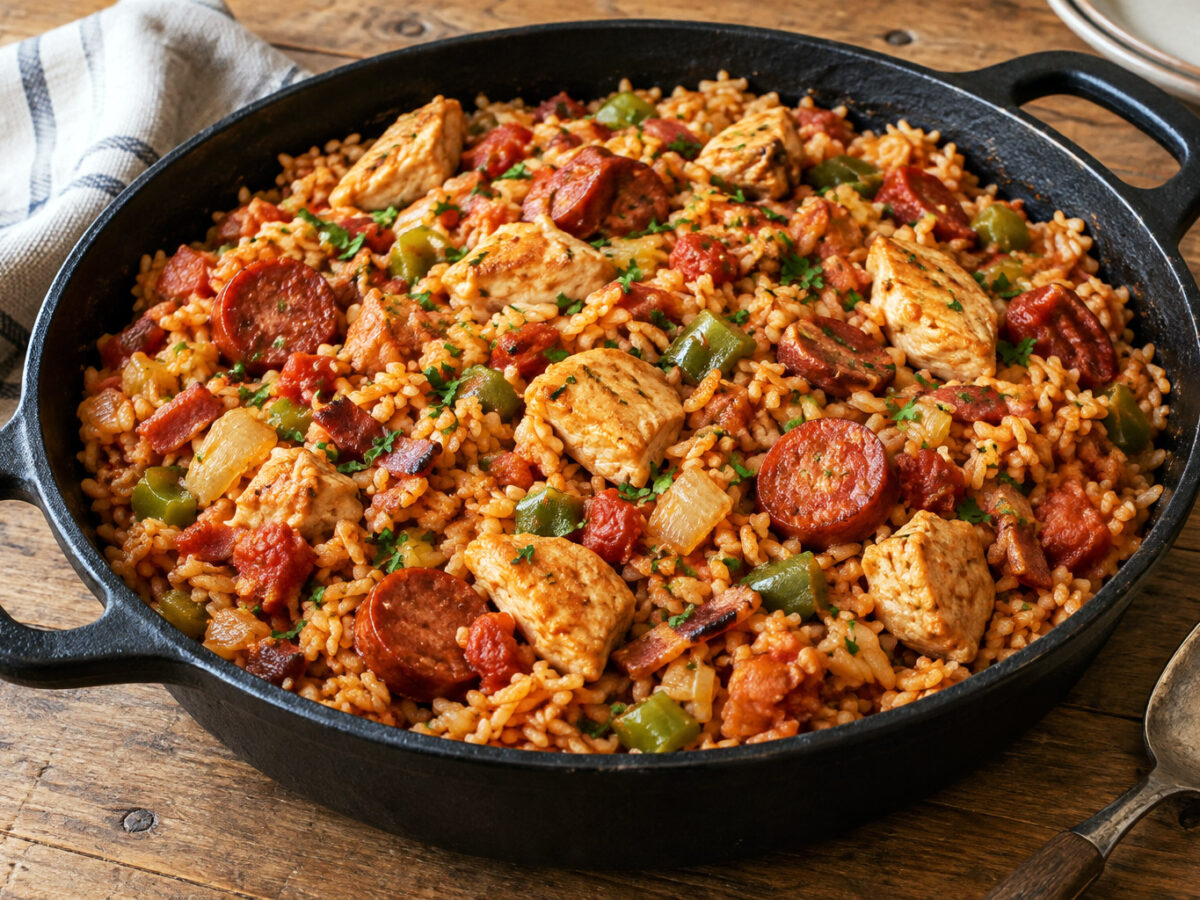 Jambalaya au poulet et chorizo