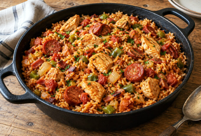 Jambalaya au poulet et chorizo