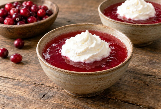 Kissel de canneberges et crème fouettée
