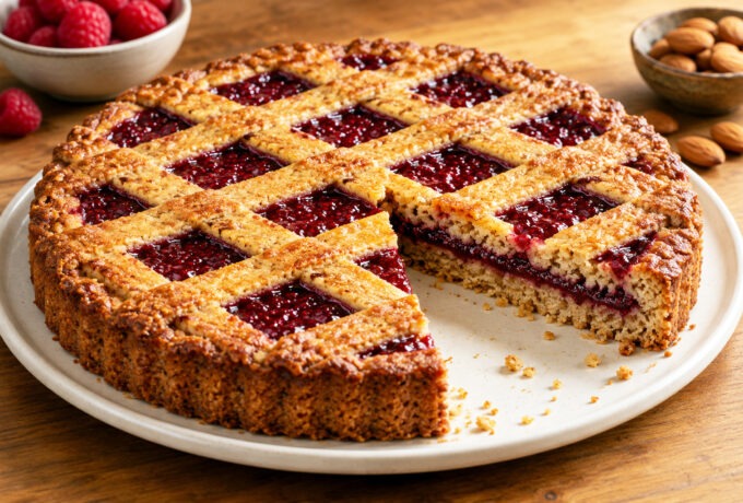 Linzertorte aux amandes et à la framboise