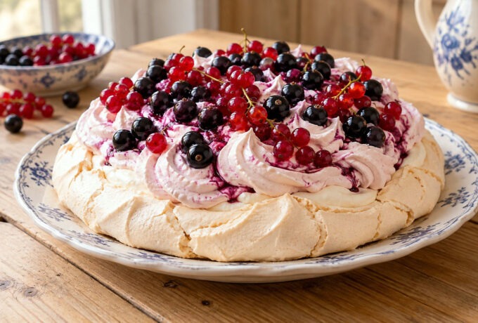 Meringues à la crème de cassis et chantilly