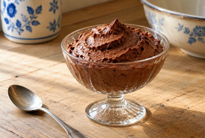 Mousse au chocolat amer, vanille et cannelle