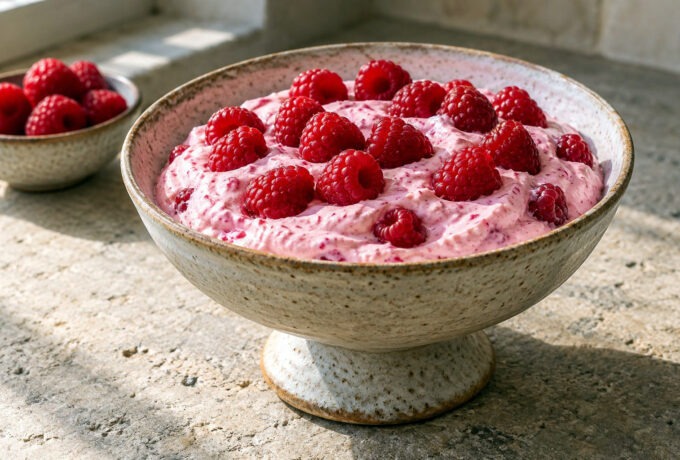 Mousse de framboises au fromage blanc