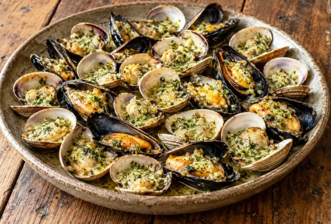 Palourdes et moules farcies au beurre persillé