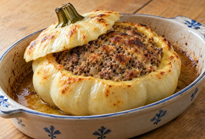 Pâtisson farci au bœuf et au porc