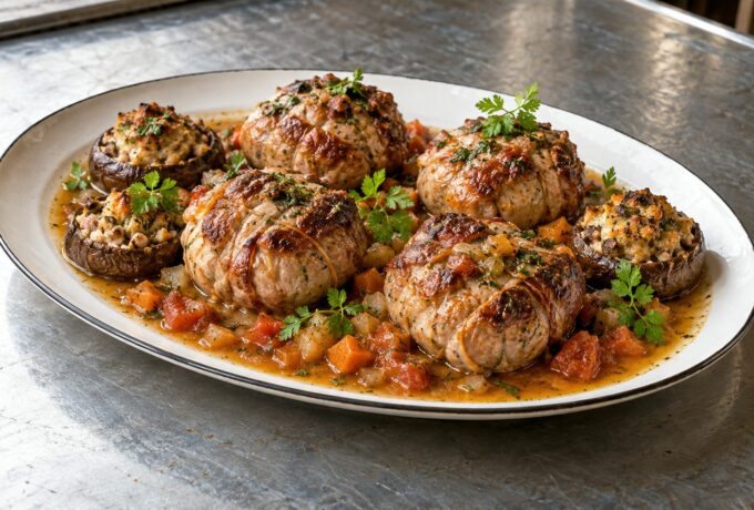 Paupiettes d’agneau et cèpes farcis