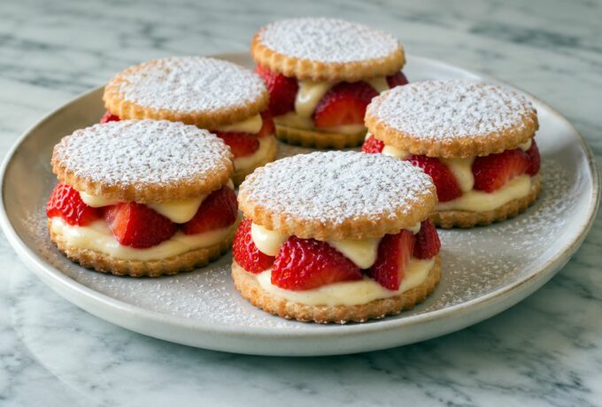 Petits sablés aux fraises et crème pâtissière