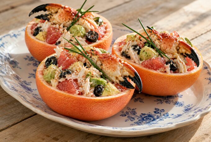 Pomelos farcis au crabe et à l’avocat
