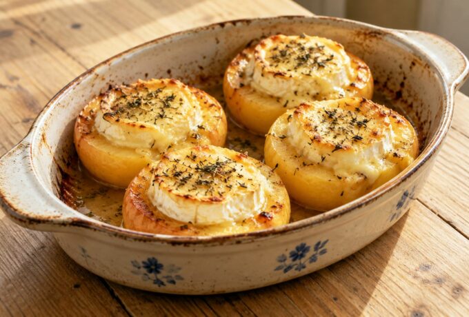 Pommes au four au crottin de Chavignol
