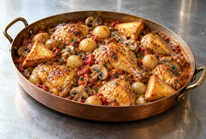 Poulet Marengo aux tomates et champignons