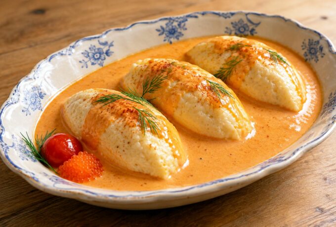 Quenelles de brochet, coulis de homard