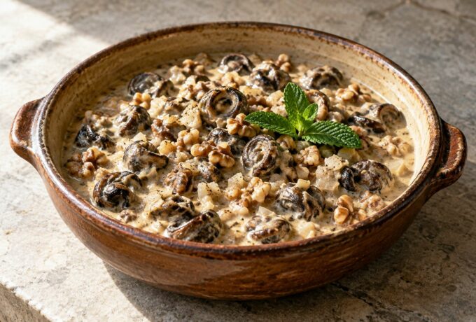 Ragoût d’escargots aux noix et à la crème