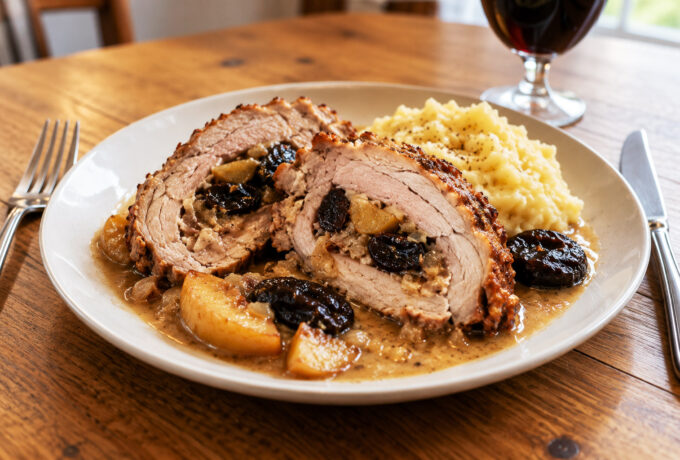 Rôti de porc aux pommes et aux pruneaux d’Agen