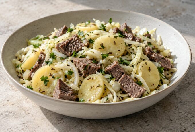 Salade de bœuf et pommes de terre au cumin