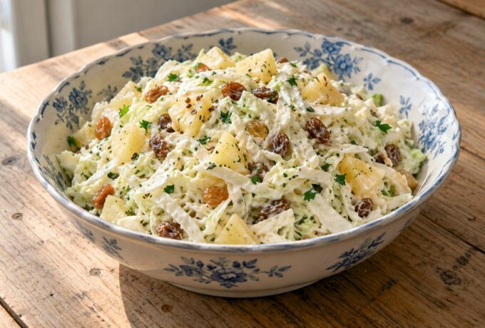Salade de chou blanc à l’ananas et aux raisins secs