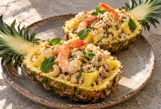 Salade de gambas à l’ananas et au gingembre