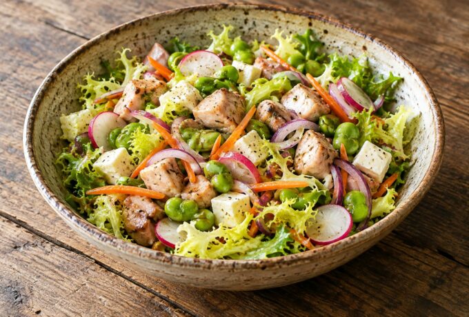 Salade de lapin aux fèves et aux radis