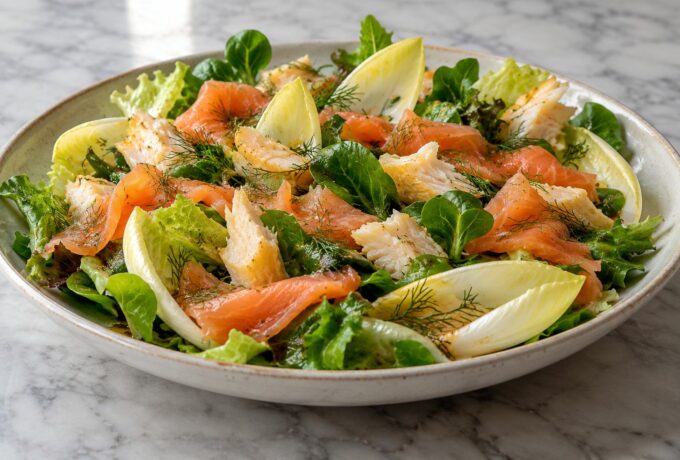 Salade de saumon fumé et haddock aux endives