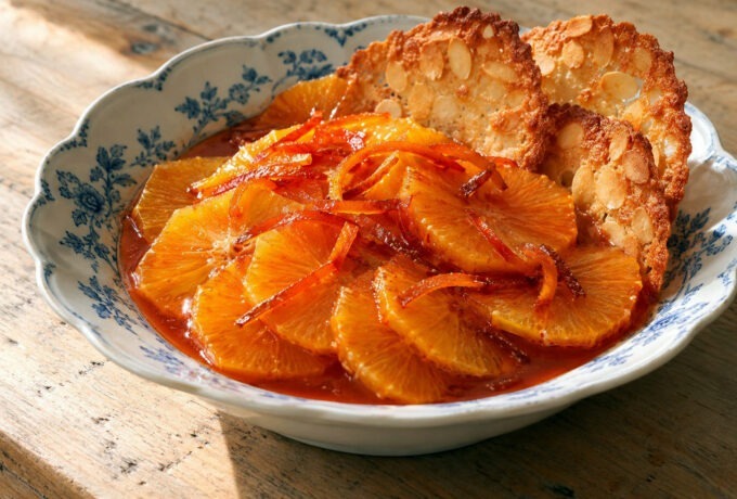 Salade d’oranges au caramel et tuiles