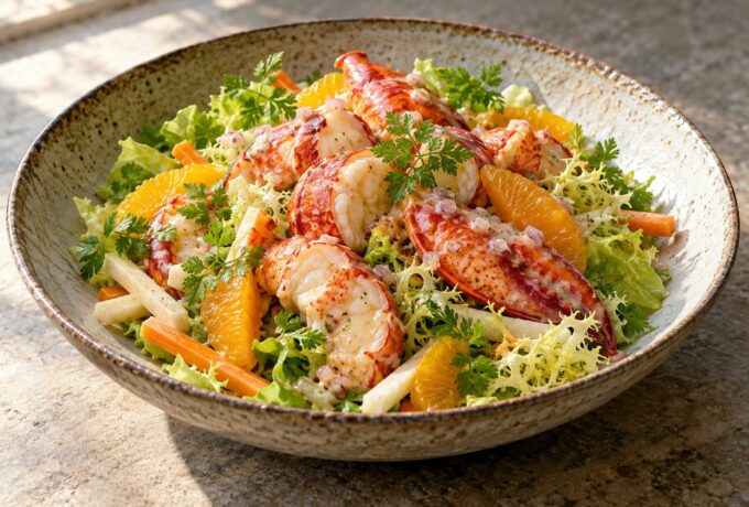 Salade tiède de homard aux agrumes