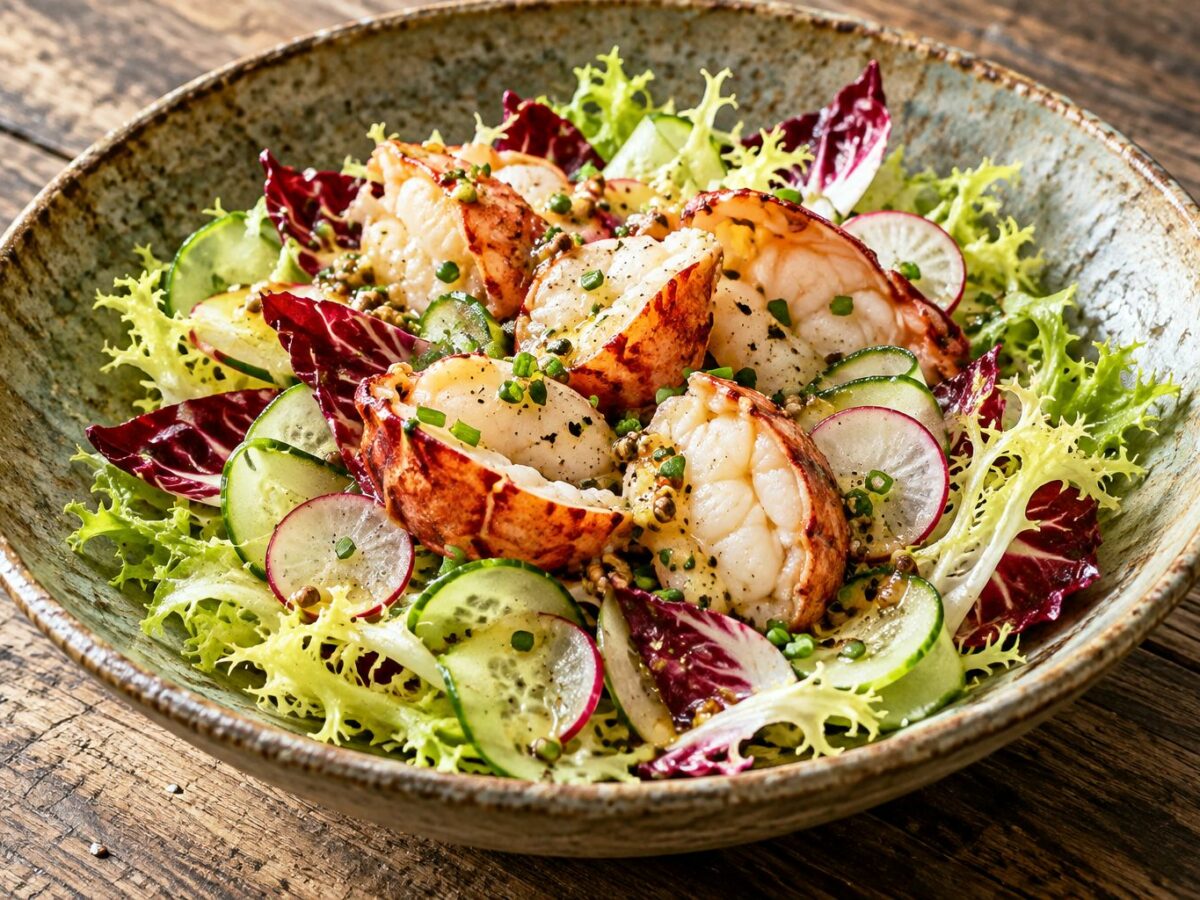 Salade tiède de langouste aux agrumes