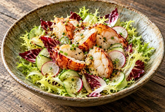 Salade tiède de langouste aux agrumes