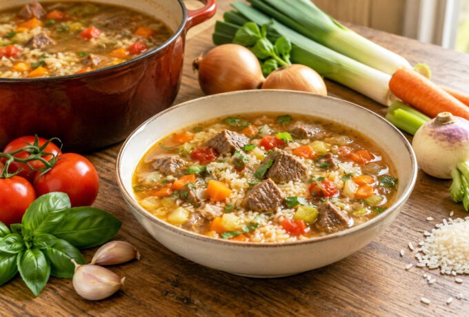 Soupe de bœuf aux légumes et au riz