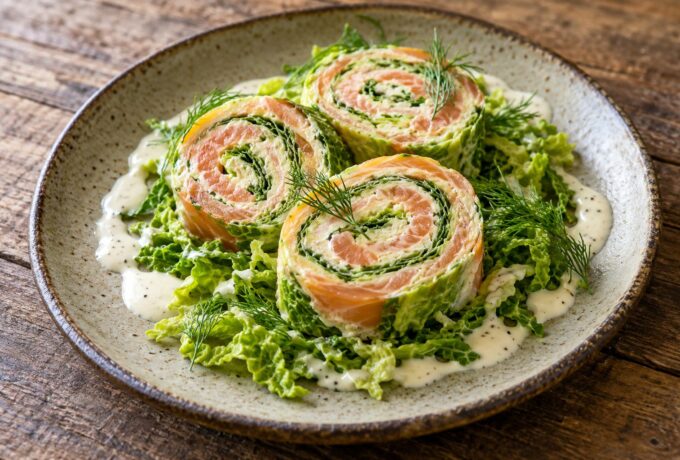 Spirales de saumon fumé à la crème et à l’aneth