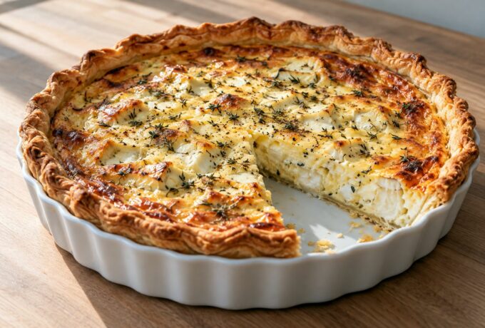 Tarte au picodon et au thym