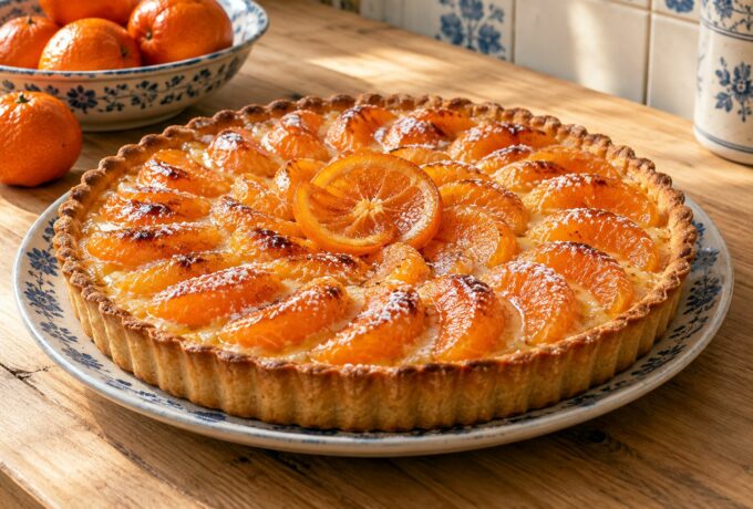 Tarte aux mandarines et crème de riz caramélisée