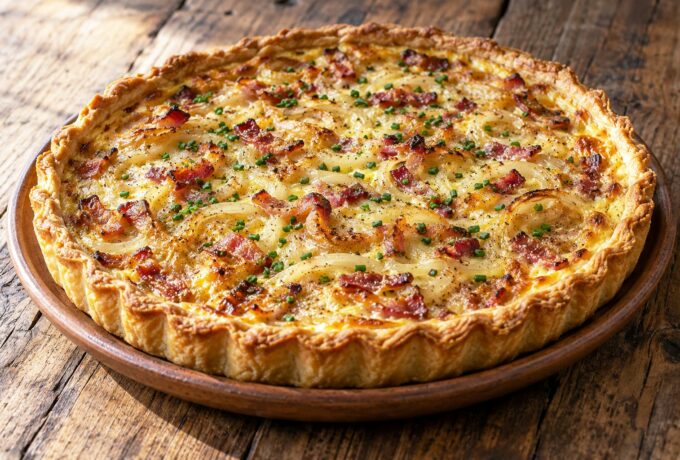 Tarte aux oignons et au lard fumé