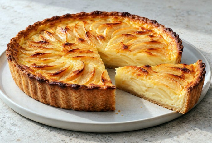 Tarte aux pommes et flan vanillé