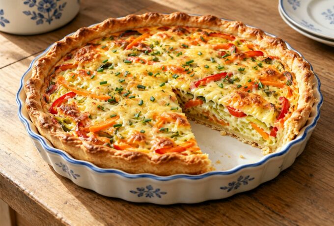 Tarte maraîchère aux légumes et à l’emmental