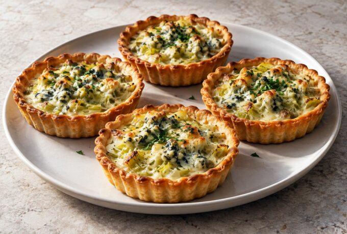 Tartelettes aux poireaux et au roquefort