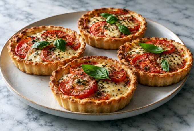 Tartelettes aux tomates, mozzarella et moutarde