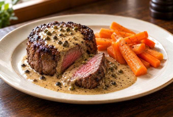 Tournedos au poivre vert et crème