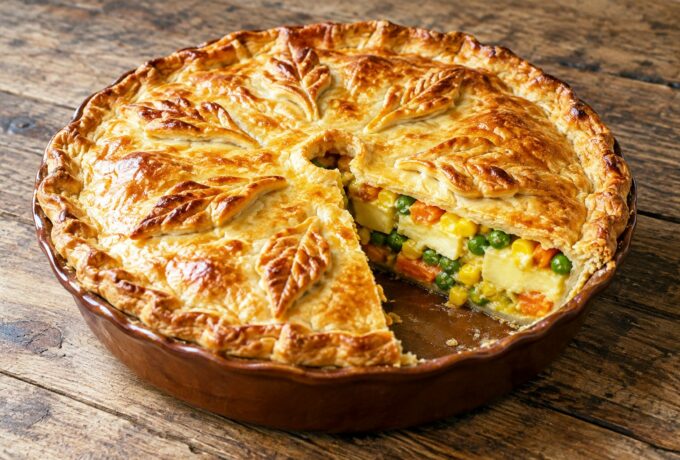 Tourte au fromage de brebis et aux légumes